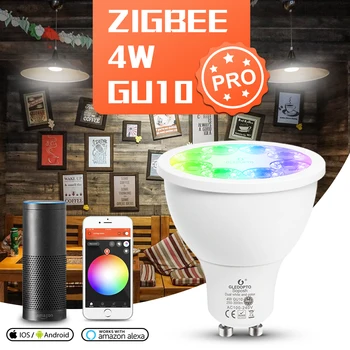 GLEDOPTO Zigbee 3,0 Pro GU10 Умная RGB CCT Светодиодная Лампа 4 Вт 110 В 220 В Wifi 2,4 Г RF Пульт Дистанционного Управления Tuya Smart Life Голосовое Управление Лампой