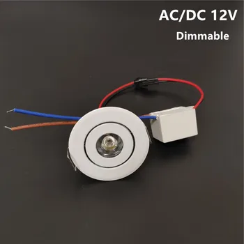 светодиодный мини-светильник ac/dc 12v 1W встраиваемый точечный светильник черный/белый/серебристый/золотой с регулируемой яркостью Размер отверстия драйвера 42-45 мм