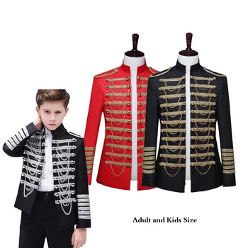 Пальто Принца для мальчиков, Черный Мужской Блейзер, пиджак, костюм принца в стиле Стимпанк, Куртка барабанщика с цепочками и кисточками, Клубная одежда для вечеринок
