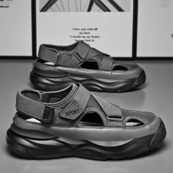 Летние Повседневные сандалии Cave для мужчин, Новинка 2023 года, Спортивная обувь Baotou, Мужские Сандалии для вождения папы, Мужская Пляжная Обувь, сандалии на платформе