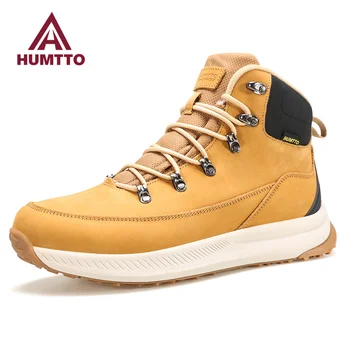 Мужская водонепроницаемая обувь HUMTTO, зимние кожаные спортивные походные ботинки, мужские Роскошные дизайнерские уличные Альпинистские треккинговые кроссовки Man