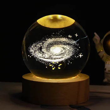 USB Светодиодный ночник 3D Вселенная Галактика, Хрустальный шар, настольная лампа, декор для спальни, Ночная лампа, Рождественский подарок для детей на День рождения