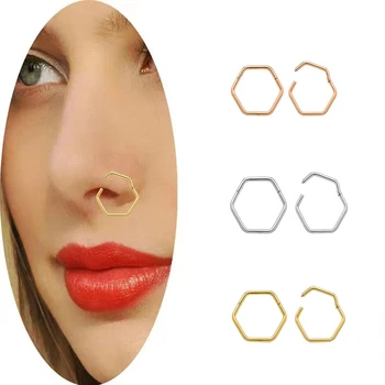 2023 Зажим для носа Манжета Шестигранные кольца для носа Поддельный набор для пирсинга Поддельный Пирсинг Зажим для носа Манжета Зажим для носа Украшения для тела Подарки