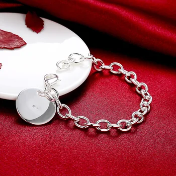 Горячие браслеты из стерлингового серебра 925 пробы с круглой карточкой, подвески для мужчин, женщин, Свадебные вечеринки, Рождественские подарки, модные украшения