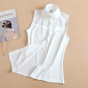 Женская Белая высококачественная рубашка с фальшивым воротником, Женский отложной съемный воротник, рубашка без рукавов, топы, одежда