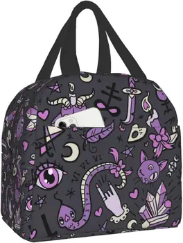 Волшебный готический Жуткий Серый Фиолетовый Черный Ланч-бокс, Многоразовая сумка для ланча, Изолированные пакеты для еды, Пищевой контейнер для взрослых, путешествия, Пикник