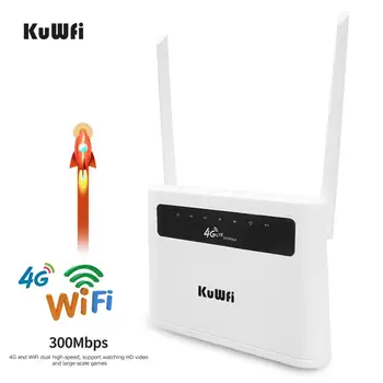 KuWFi 4G Маршрутизатор Разблокированная 4G SIM-карта Wifi Маршрутизатор CAT4 150 Мбит/с Встроенный аккумулятор Беспроводной CPE Поддержка 32 Пользователей и портов локальной сети RJ45
