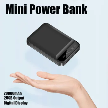 Портативный Банк Питания 20000 мАч Запасная Батарея 2USB с Цифровым Дисплеем Вспомогательный Аккумулятор для Xiaomi iPhone