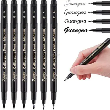 Ручные ручки для надписей, кисть для каллиграфии, Набор маркеров с мягким и твердым наконечником, черные чернила многоразового использования для начинающих, пишущих художественные рисунки