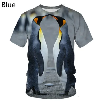 Забавные животные, Пингвины, футболки с 3D-принтом, Мужские, женские, летние модные повседневные футболки с коротким рукавом, футболки для мальчиков и девочек, топы